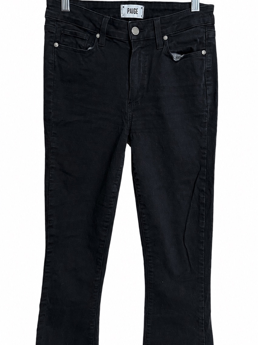 Paige Black High Rise Crop Flare Jeans